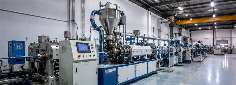 Close-up of precision extrusion tooling